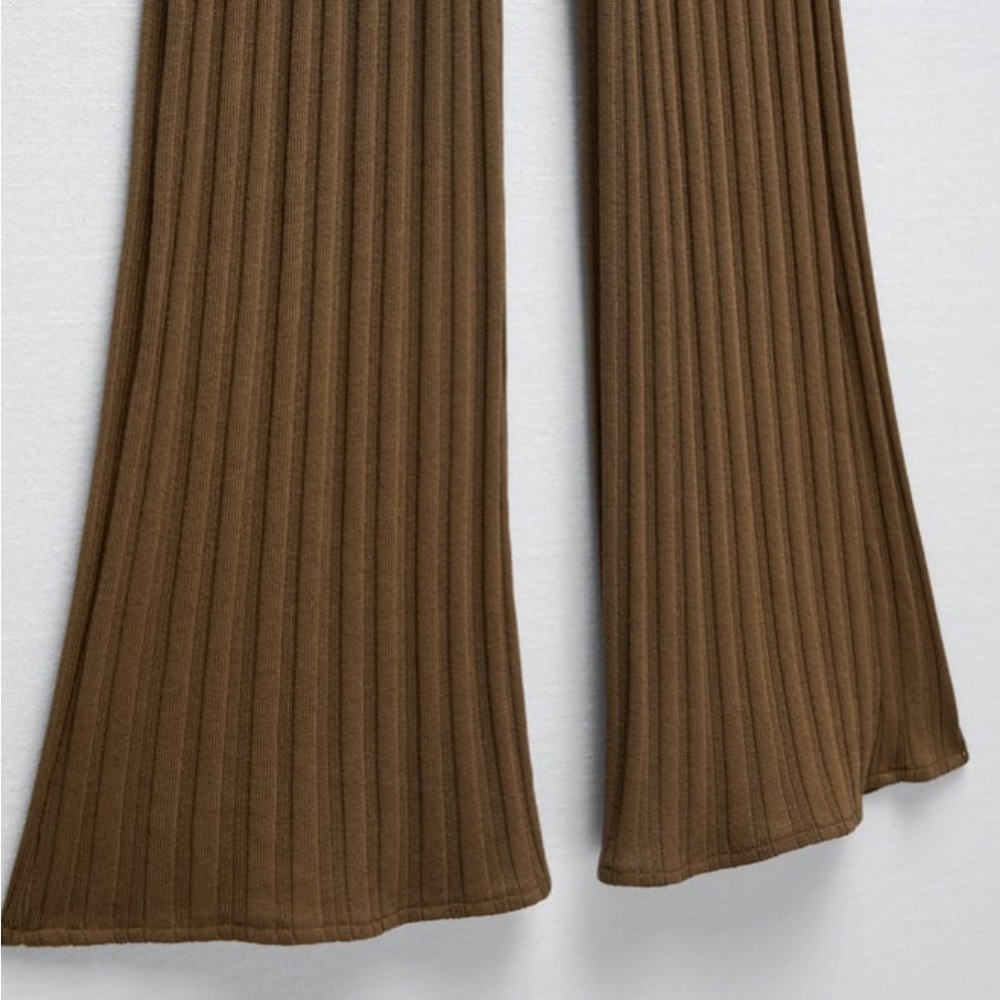 ZARA 2pcs Slit Ribbed Tunic Dress + Flared Ribbed Pants Coord Set BNWT - Picture 3 of 5